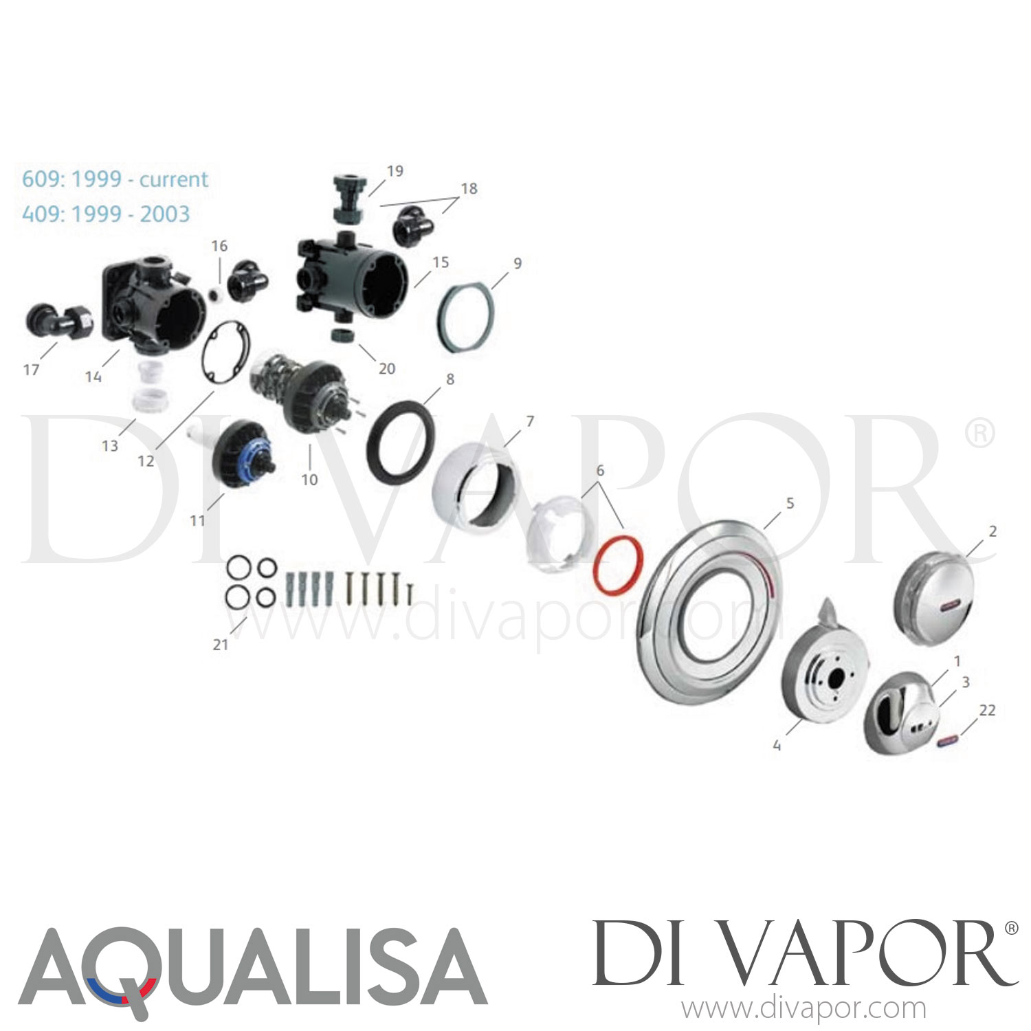 Aqualisa Aquavalve 609 Thermostatic & 409 Manual Mixer Valve Pre2004